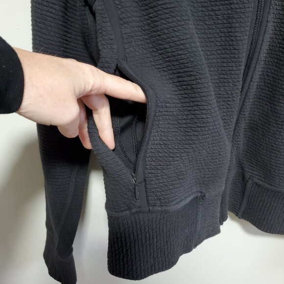 LULULEMON On Repeat Bomber Jacket Coat Ribbed Stretch Cotton Blend Black Women 6 - Picture 7 of 13